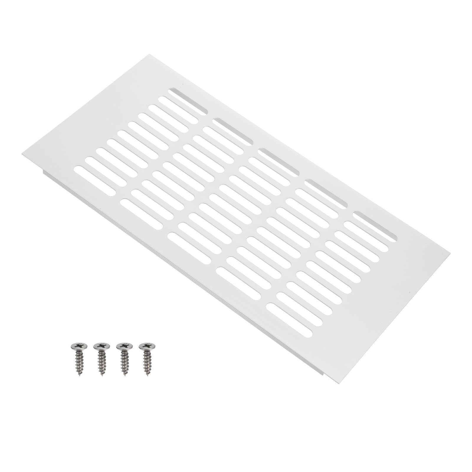 Nexarelle 300 x 150mm Door Air Vent Cover, 1 Set Heavy Duty Aluminum Two Sided Grille Ventilation Cover Louvered with 4 Mounting Screws for Wardrobe Door, Silver