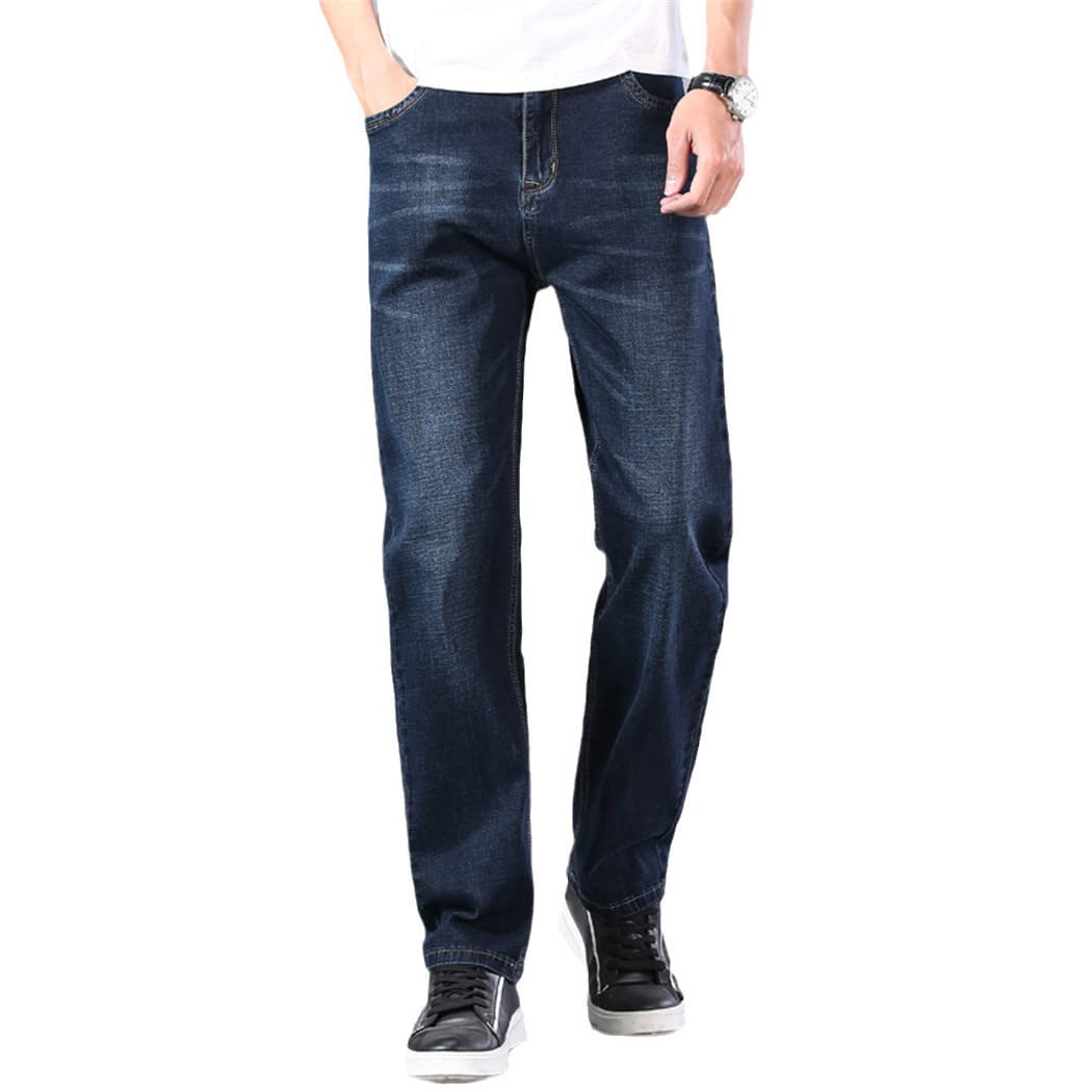 Jean droit ample d'été fin en coton extensible bleu classique taille 54 - 7