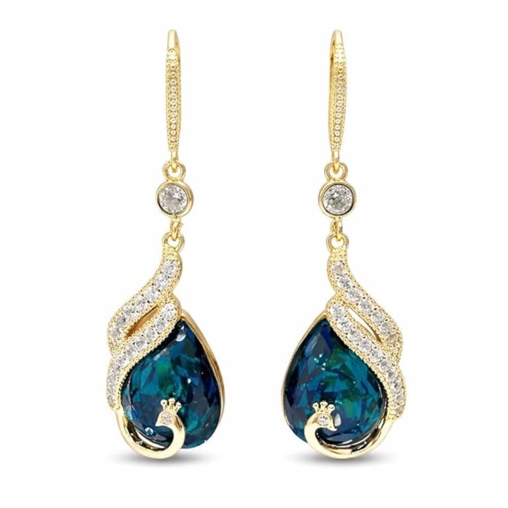Premium Elegant Luxury Blue Crystal Peacock Earrings for Women | Statement Jewellery | Lightweight Designer Drop Earrings | Gift for Her-image-18