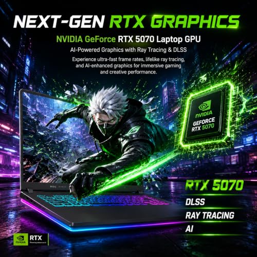 Image of ASUS ROG Strix G18 Gaming Laptop, 18 inch 2.5K 240Hz Nebula Display, Intel 24-Core Ultra 9 275HX(Up to 5.4GHz), GeForce RTX 5070, 32GB DDR5 RAM, 2TB PCIe Gen4 SSD, Wi-Fi 7, RGB Backlit KB, Windows 11 Pro