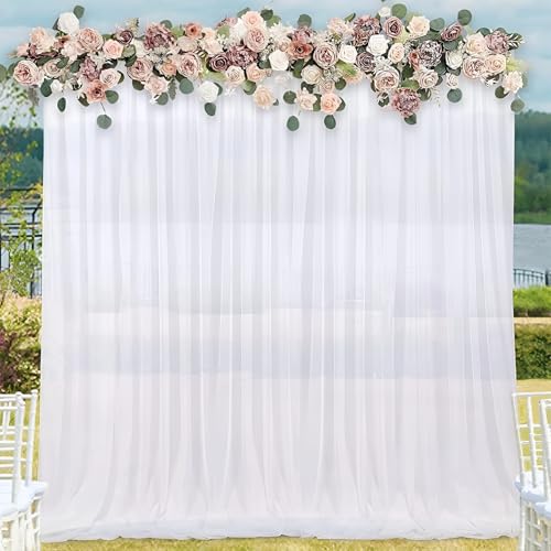 Image of White Backdrop for Decoration-1 Pc | White Net Curtain | Canopy Tent for Decorations | Ganpati Decoration Setup for Home | Romantic Dinner, Anniversary