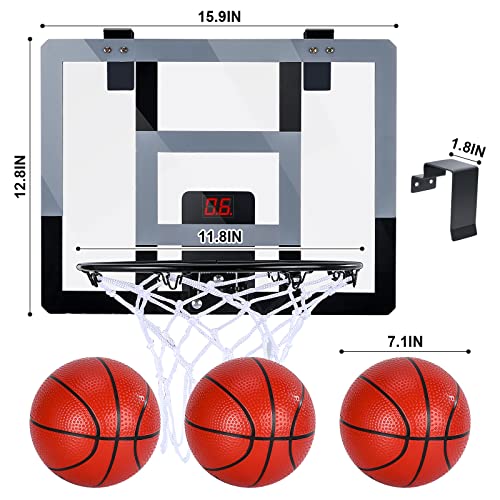 Mini Basketball Hoop With Electronic Scorer For Kids Adults, Indoor Basketball Hoop With 3 Balls (7.1 In), Door Basketball Hoop Toys For 3-12 #TOP3