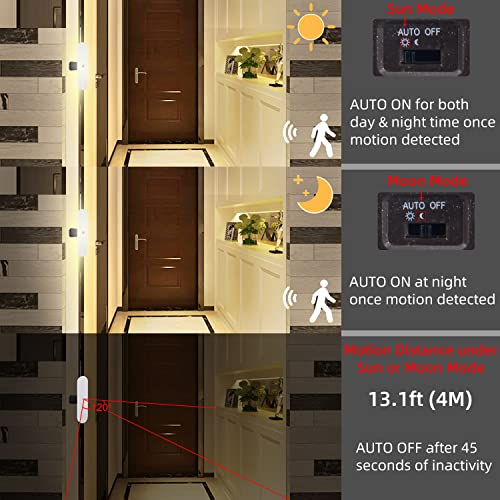 Image of BIGMONAT USB Rechargeable Motion Sensor Wall Night Light, Wireless Sconce Light, LED Wall Lamp for Hallway Bathroom Bedroom Corridor Stairway Shower,180 Lumens, 4000K