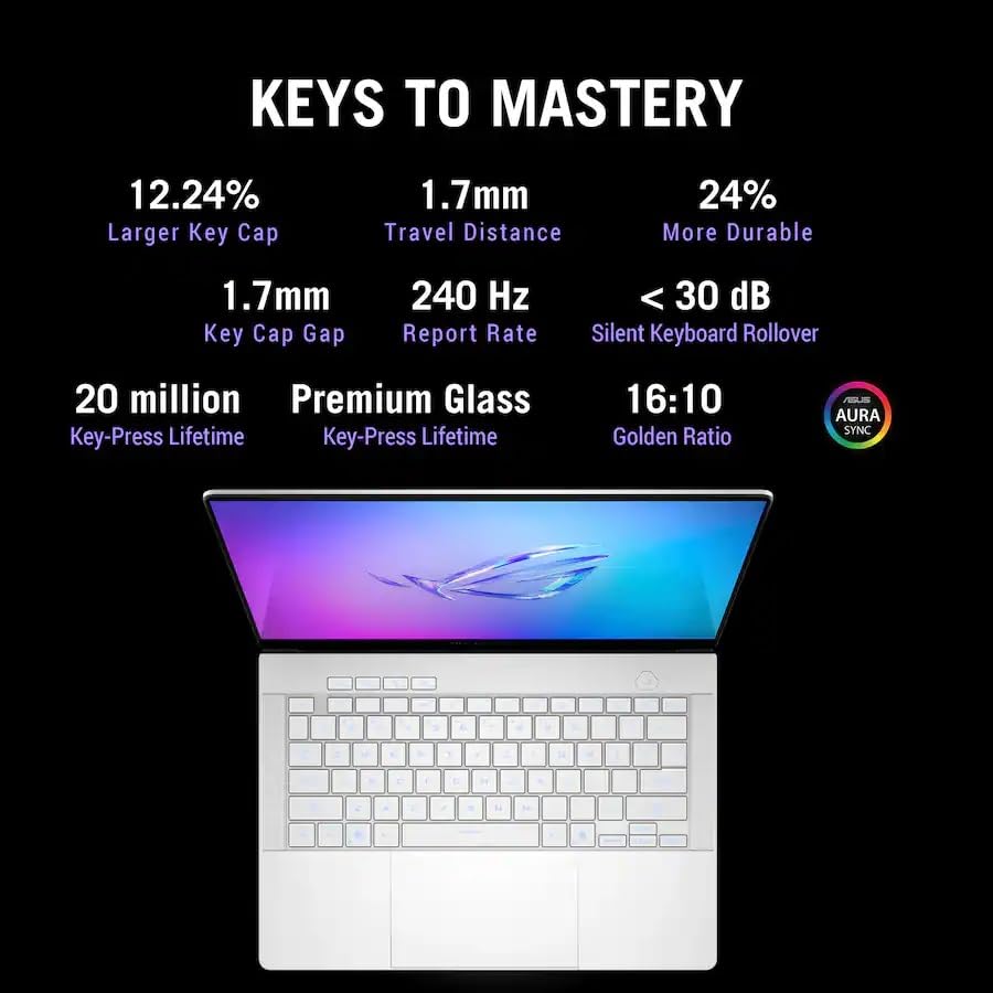 Image of ASUS ROG Zephyrus G14 14 inch 3K OLED 120Hz Gaming Laptop Copilot+ PC AMD Ryzen AI 9 HX 370 NVIDIA RTX 5070 Ti 12GB 32GB LPDDR5X RAM 2TB SSD WiFi7 Win11 Platinum White w /2TB USB Drive, W /GaLiMu