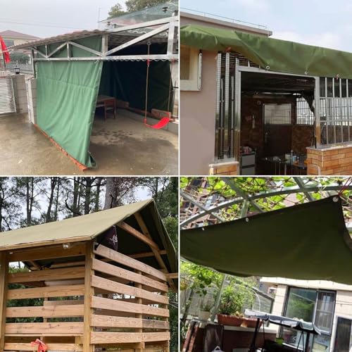 Lona verde resistente de 600 g/m² impermeable con ojales para protección de coches y leña 1x1 m 8