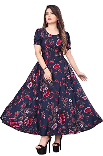 Image of FLARED ALINE MAXI DRESS WITH FLORAL PRINT FOR WOMEN
