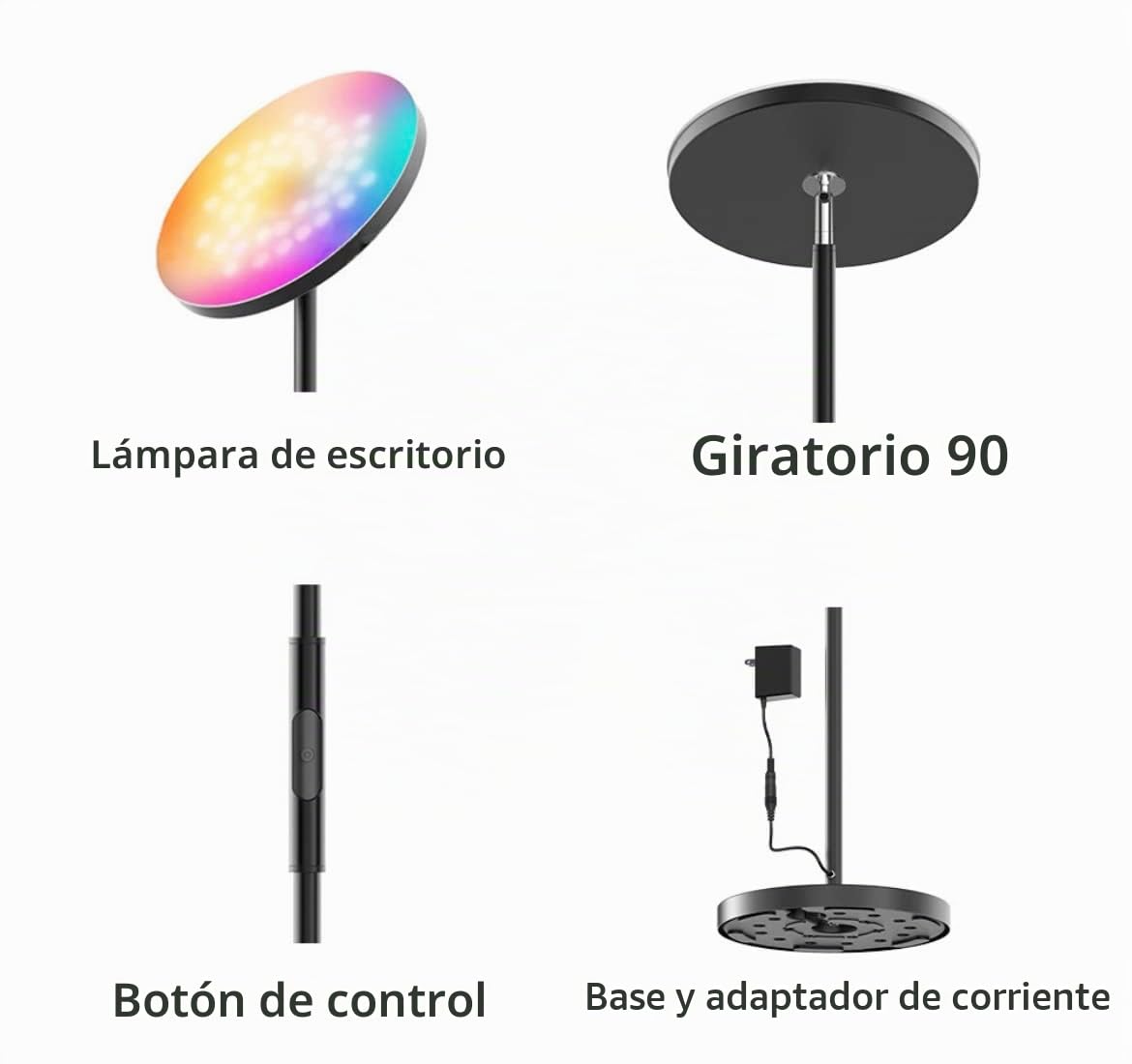BEL AIR HOME - Lámpara de Pie LED RGB + CTT SMART con Control de APP Compatible con Alexa y Google Assistant - Luz Regulable para Salón, Lectura y Decoración (NEGRO)