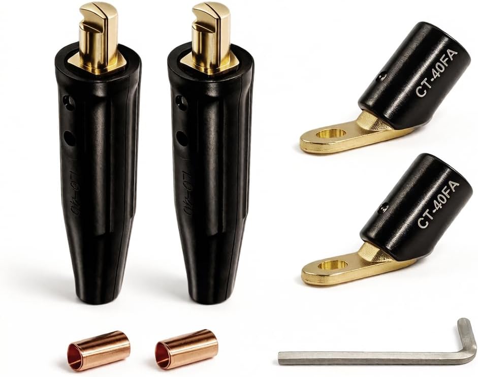 2PCS LC-40 Welding Cable Connectors and 2PCS CT-40FA Welding Terminals, Welding Leads Quick Connector 1/0 and 2/0(50-70mm²) Cable Size Capacity for Welding Machine Accessories, Cable Joint