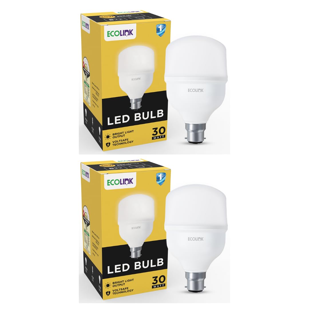 EcoLink 30-watt LED Bulb | Bulb Base: B22, High Wattage LED Bulb for Hall & Home|Colour : Crystal White, Pack of 2-picture-17