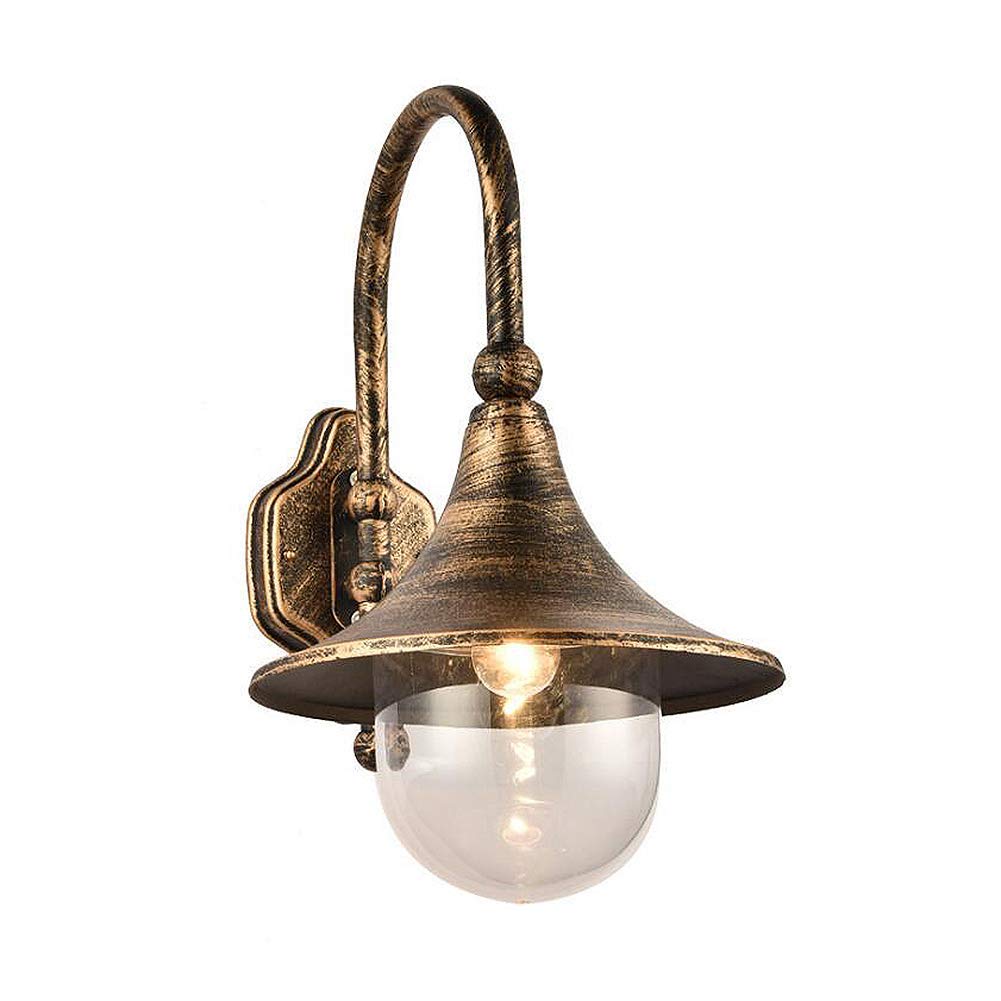 LYMSXAZOU Vintage Trumpet-Shaped Outdoor Wall Light with Lampshade for Villa Courtyard Balcony Garden (Black)