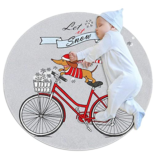 Vélo Teckel de Noël tapis de sol comme cadeau original déco hiver 80cm