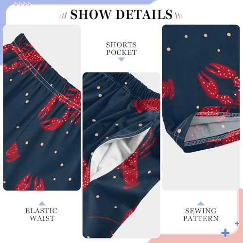 ALAZA Lobster Blue Polka Dots Pajama Lounge Pants Long Sleep Pajama Bottoms with Pockets4