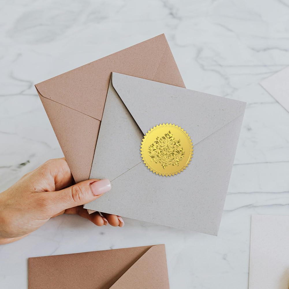 Peacoblue You Rock Embossed Seal Stickers 2 Inch 100 Pack You Rock Gold Foil Stickers - 100Pcs Embossed Seals For Invitations, Certificates & Gift Decor Embossed Gold Seal Stickers 2 Inch