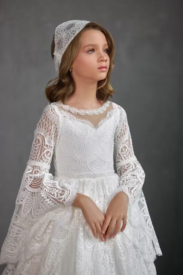 Flower Girl Dress for Wedding Lace Cross Back First Communion Dresses Tulle Princess Pageant Ball Gowns4