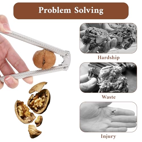 Nut Crackers for All Nuts, Stainless Steel Walnut Cracker Tool with 2 PCS Seafood Pecan Cracker Pickers, Heavy Duty Chestnut Opener for Walnuts Hazelnuts Almonds Crab Lobster Leg (Silver) - Image 5