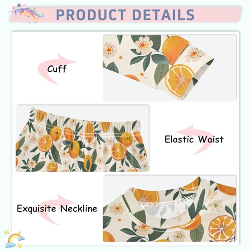 Citrus Orange Green Footless Fall Clothes Pyjamas Sets 18M4