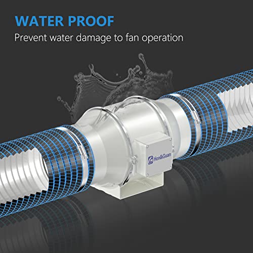 Hon&Guan 6 Inch Inline Duct Fan 312 Cfm, Ventilation Booster Fan For Home/Bathroom/Grow Tent/Kitchen, Hvac Exhaust Vent Blower, Low Noise. #TOP4