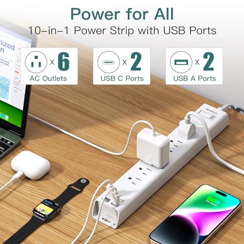 Image of Addtam Power Strip Surge Protector - 15ft Long Extension Cord