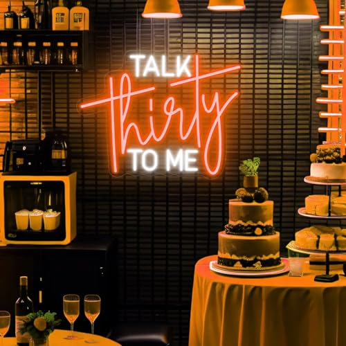 Image of Talk Thirty To Me Neon Sign,30th Birthday Decorations,30th Birthday Decorations 30th Birthday Neon Signs Thirty Birthday Gifts For Him Her USB Neon Sign for Birthday Anniversary