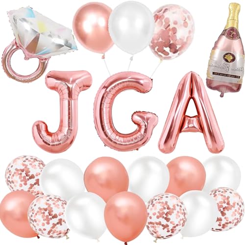 KOBOKO Jga Deko Luftballons,Junggesellenabschied Frauen Deko,Bride To Be Deko,Rosegold Konfetti Luftballons Banner Girlande Folienballons für Tochter Mädchen Abschied Party,Polterabend Deko Accessoire