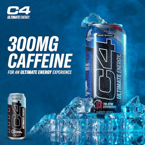 Image of C4 Ultimate Sugar Free Energy Drink 16oz (Pack of 24) | Arctic Snow Cone | Pre Workout Performance Drink with No Artificial Colors or Dyes