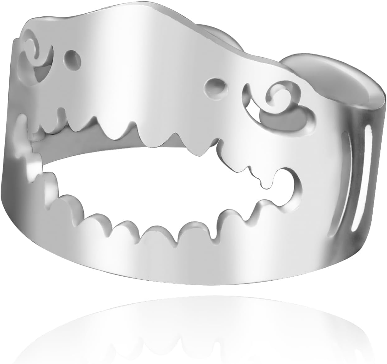Shark Head Ring for Young Men Open Shark Ring Ocean Animal Personality Fashion Punk FingerRing Jewelry for Birthday