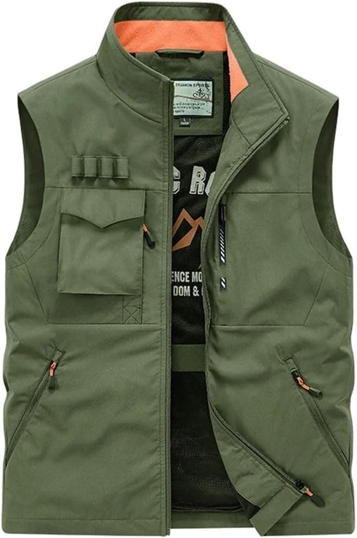 ININOSNP Gilet sans Manches Gilet d'été en Maille sans Manches for Le Travail en Plein air, Le Safari, la pêche, Les Voyages, la randonnée, la Gym, Le Sport(Army Green,5XL)