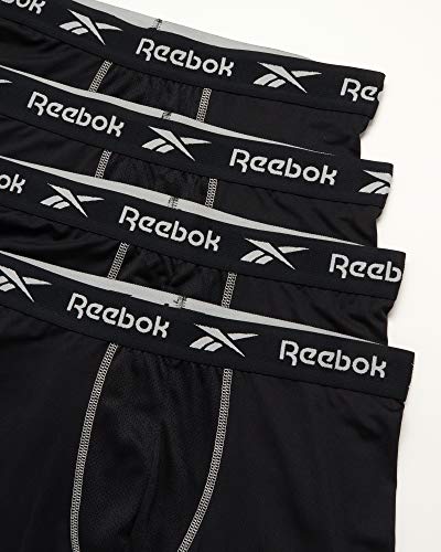 Reebok Men's Boxer Briefs – 4 Pack Quick Dry Moisture Wicking Performance Mens Underwear - Stretchy Soft Boxers for Men S-XL, Size Medium, Black2