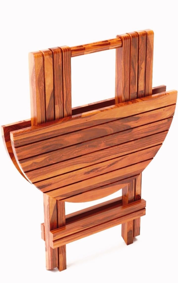 Nandrak Decor Sheesham Wooden Foldable Medium Size Dining for Coffee Table & Stool β Compact Furniture for Home,Office,Garden,Outdoor,Living Room Standard & Stylish Multi-(WalnutFinish) (Honey) 2