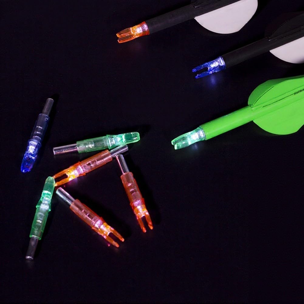 Lot de 6 encoches lumineuses à LED pour tiges en aluminium carbone de 6,2 mm, pour la chasse nocturne et la pratique de la cible (vert)