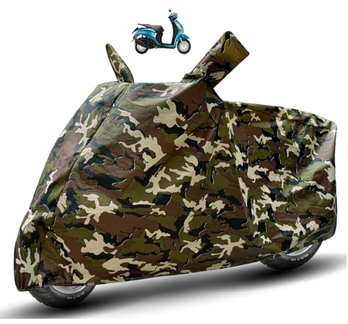 Image of Auto Hub Waterproof Scooty Cover Compatible with Yamaha Fascino Dustproof, UV Protection Two Wheeler Scooty Fascino Cover - Army Print