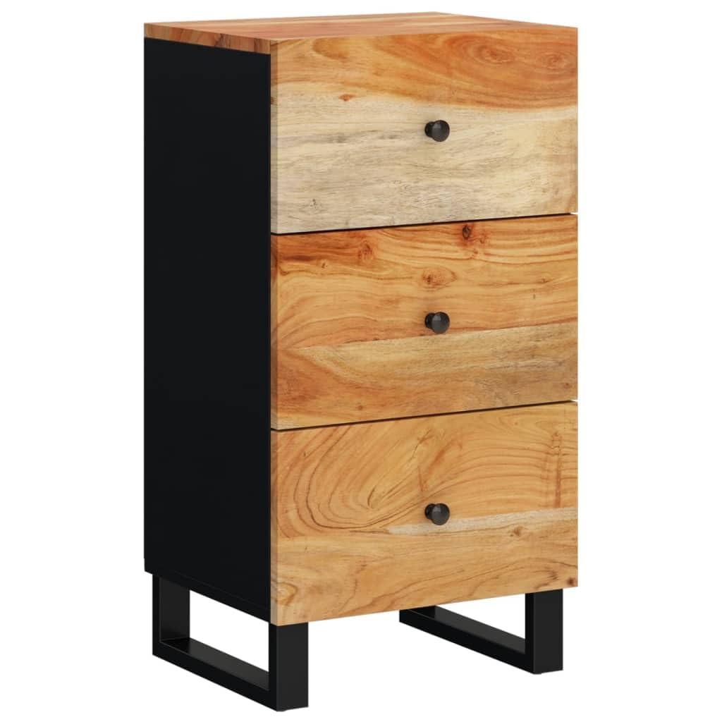 Cómoda de madera maciza de acacia natural con cajones para pasillo