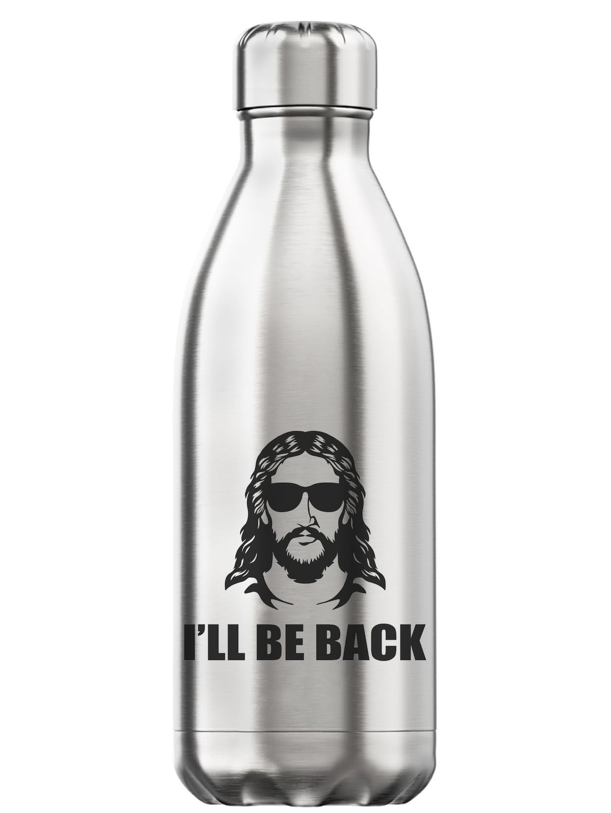 Botella de agua de acero inoxidable térmica que mantiene el frío con grabado I'll be back