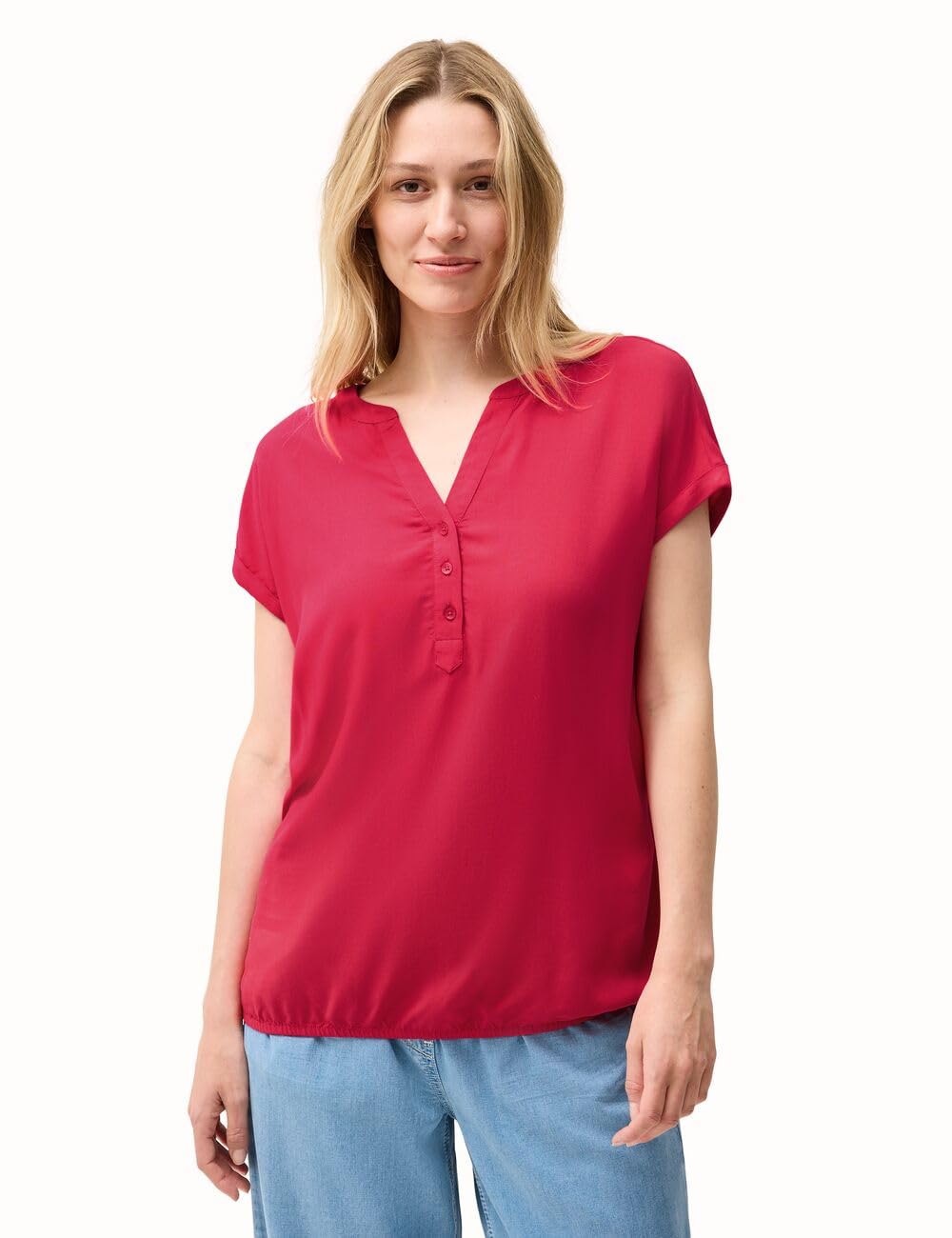 Cecil Women's Blouse Shirt in Plain Colour, Glazed Apple Red, S