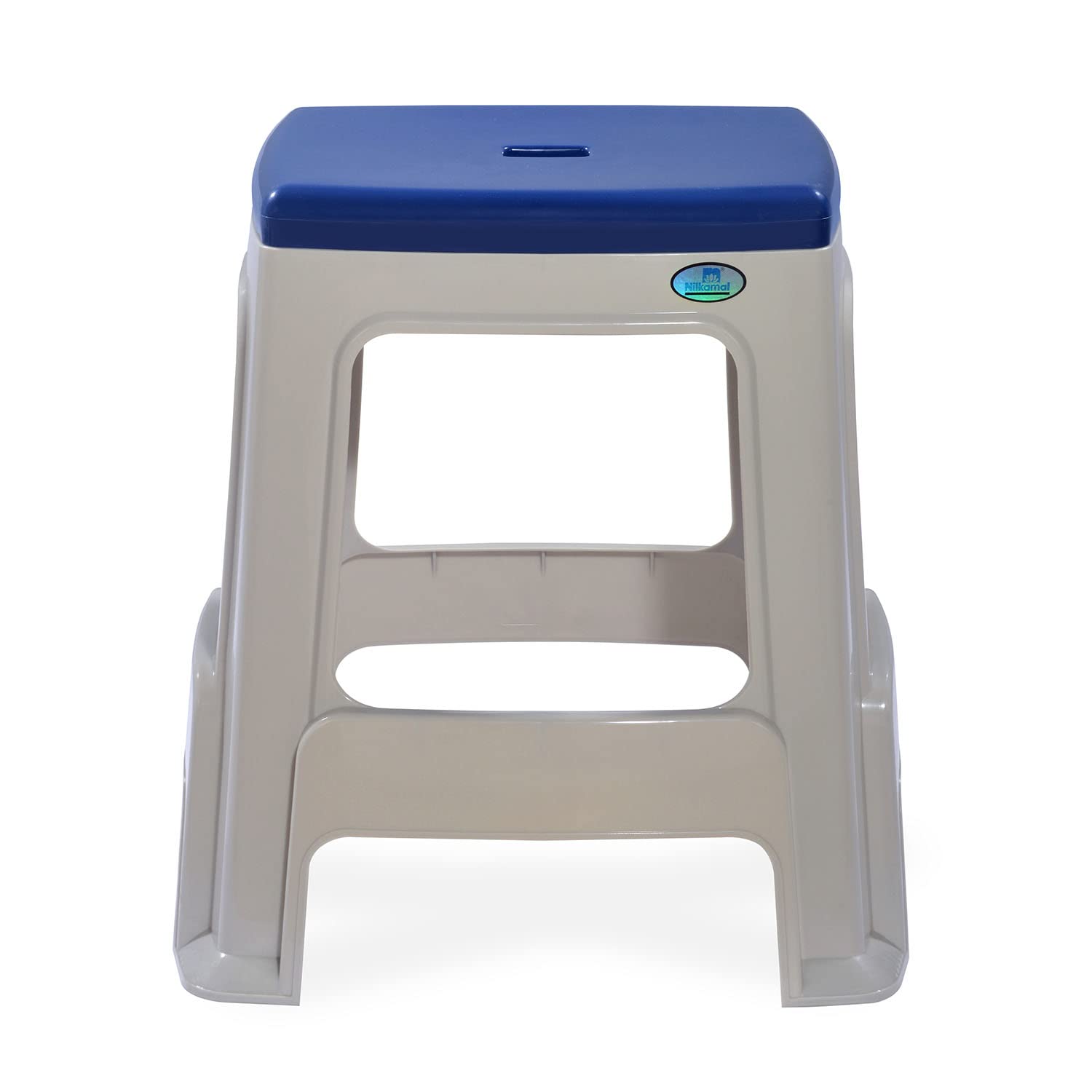 Nilkamal STL23 Strong and Durable Plastic Seating Stool for Home | Bedroom | Bathroom | Kitchen | Living Room | Office | Adult | Garden Stool with high Load Capacity (Silk Grey & Cobalt Blue)