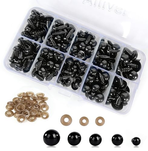 Safety Eyes Plastic Safety Eyes Toy Eyes with Washer for Tcrochet Toys 101PCS Craft Eyes Doll Eyes for Soft Toy Making DIY Craft Dolls(6-12 mm)