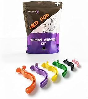 Lightning X Products Berman Oral Airway Kit Emergency EMS Oropharangeal Airways 6-Pack Colored OPA for Emergency First Aid + CPR