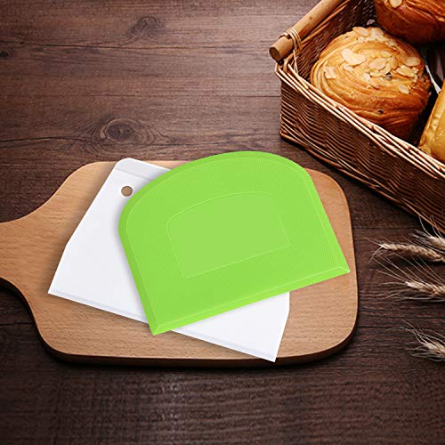 Plastic Baking Scraper Dough Scraper Chopping Board Scraper Bowl Scraper Kitchen Backing Small Tool 2 Piece Set Green and White