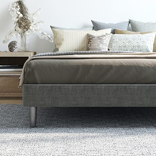 Image of Decoro Claridge Upholstered Mattress Foundation | Platform Bed | Metal Frame with Wood Slat Support | Grey, Queen Size