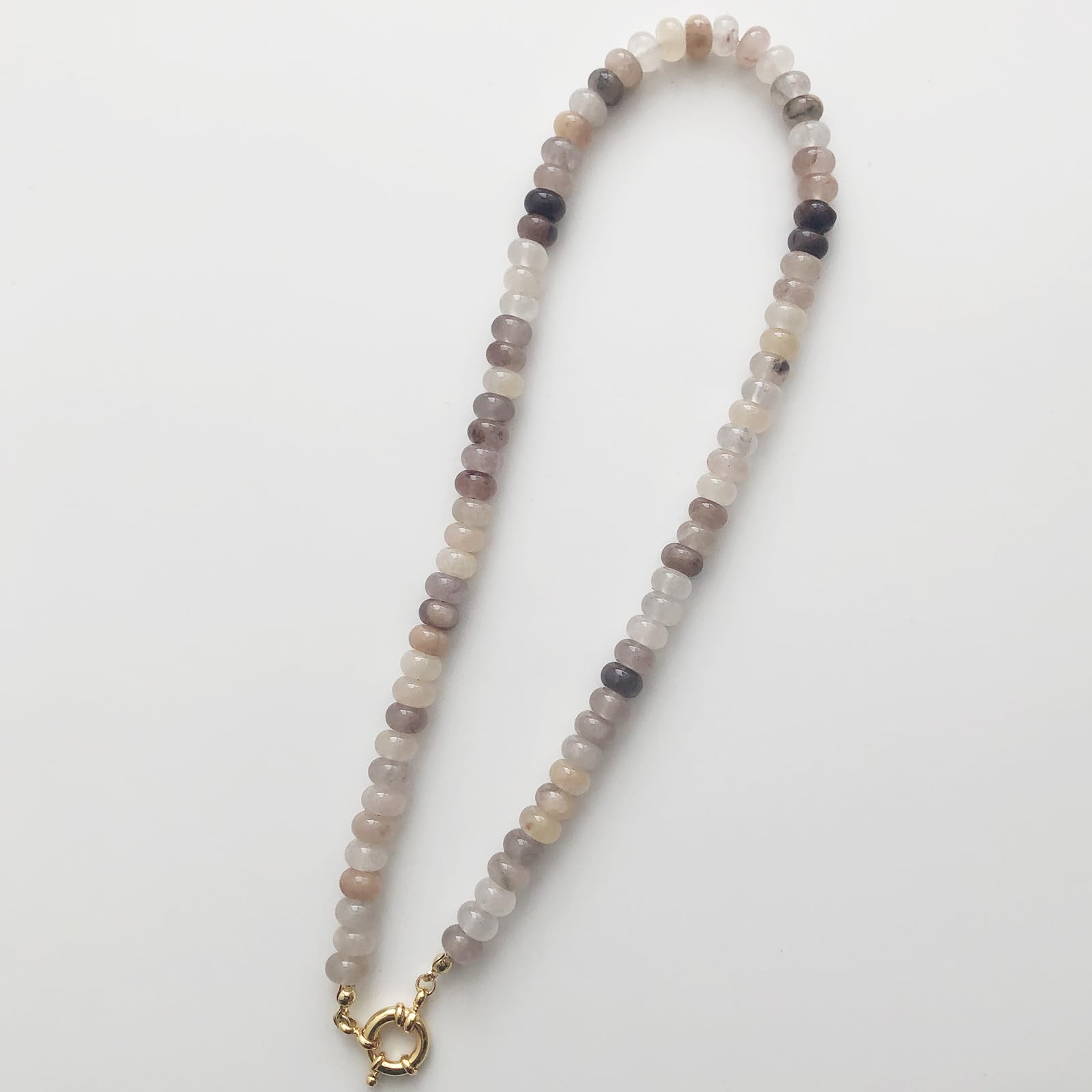 Collana da donna con pietre preziose, colore puro, stile bohémien, choker in pietra naturale, da surfista, con perle arcobaleno placcato oro 18 carati, gioielli fai da te fatti a mano
