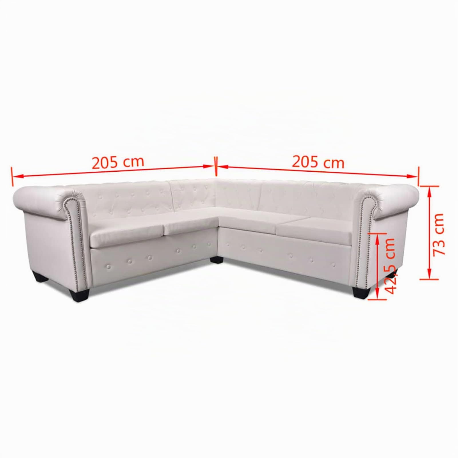 Homgoday Divano Chesterfield ad Angolo 5 Posti in Pelle Artificiale Bianca, Moderno, Ecopelle, Vintage, in Offerta, Sofa