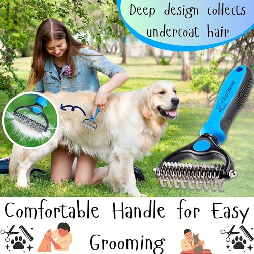 Undercoat Rake Dog Cat Reduce Shedding by 95%- Double Sided Grooming and Deshedding Tool Removes Knots and Tangled Hair,Grooming Brushes for Dog,Cat,Horse- Undercoat Brush Cat, Dematting Comb - Image 5