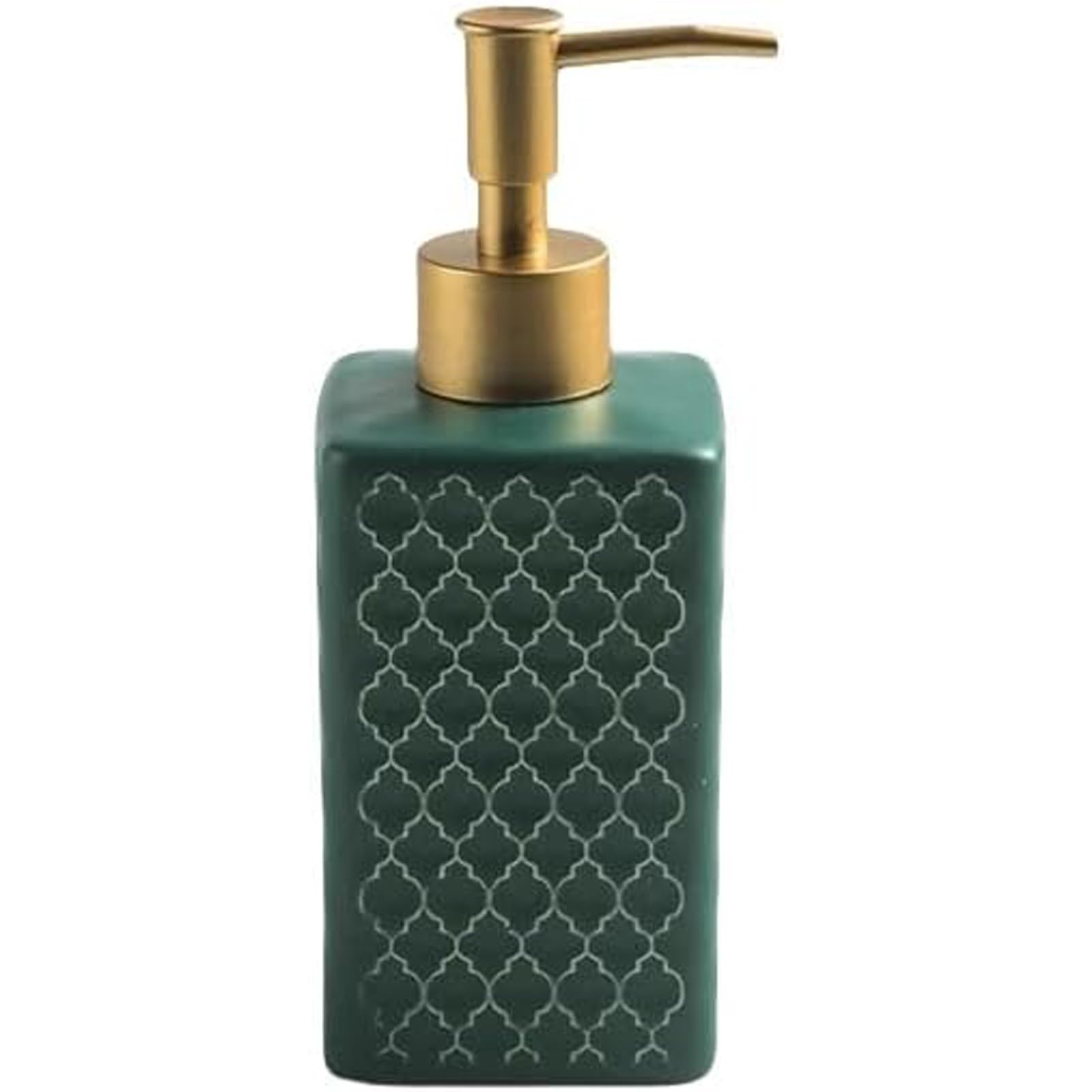 Kxaoxgrc Grn Glass Soap Lotion Dispenser Set, Ceramic Soap Dispenser Embossed Square Multicolor For Kitchen Counter Bathroom(Grn)