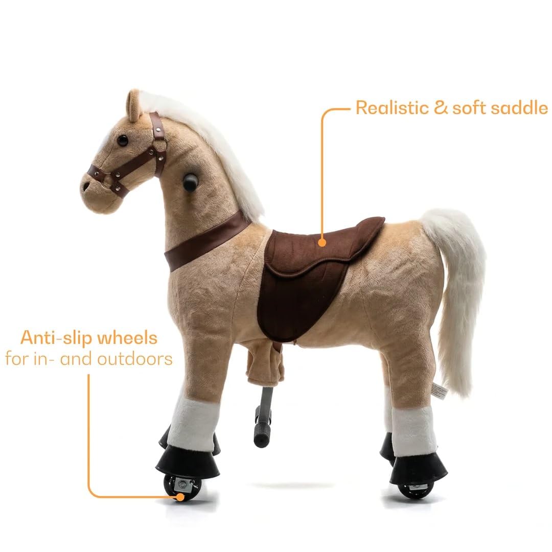 Reitpferd auf Rollen Klein, 3-5 Jahre, Schaukelpferd, Beige