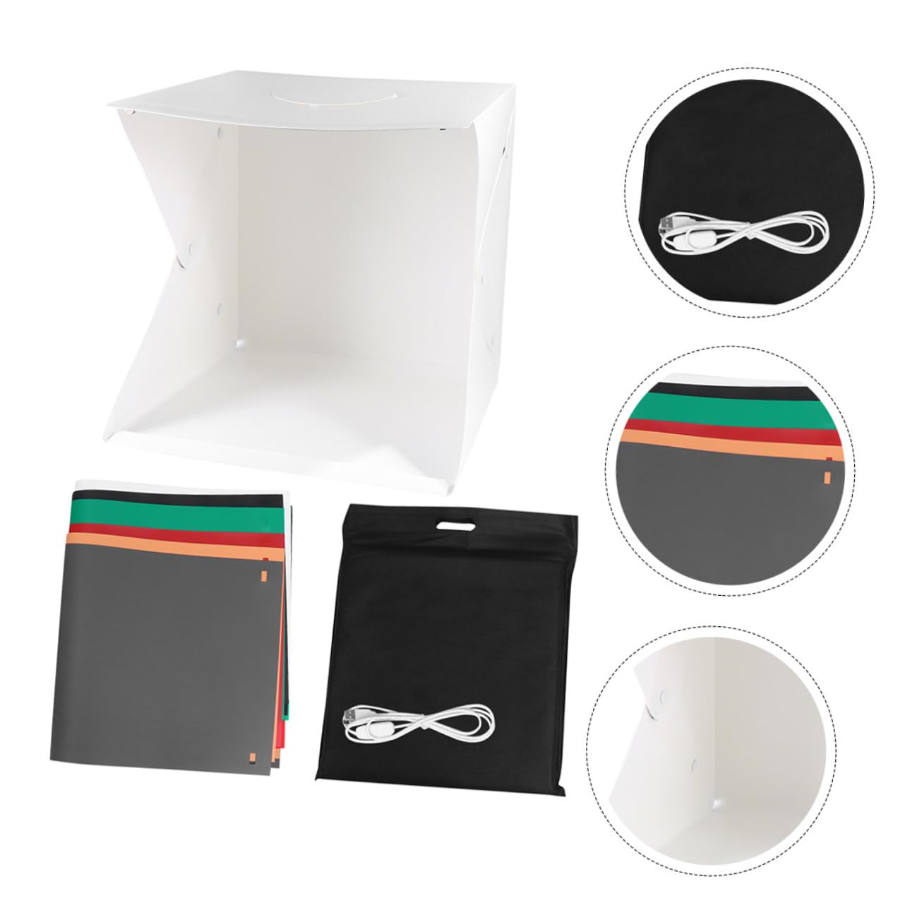 VALICLUD Mini Tente Photo 40cm Pliable Éclairage LED Réglable, Fond Blanc en Polyester et PVC, Anti-Reflets pour Photographie de Petits Objets et Jouets