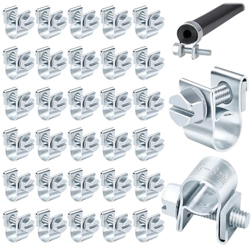30 Pièces Collier Durite Petits, 6 à 8 mm Colliers De Serrage Réglable Colliers De Serrage Galvanisés, Pour Silicone Tuyau, Conduites D'échappement,...