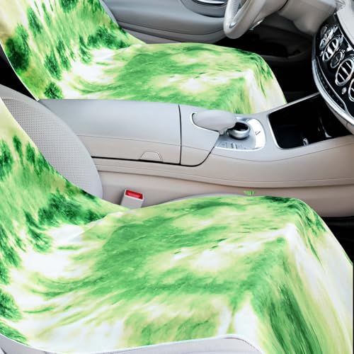 Image of Hahafelt 2 Pack Car Seat Towel Cover with Storage Bag, Green Tie Dye | 63 x 32 in Car Towel Seat Cover Non Slip Waterproof, Gym Workout Swimming Running, Machine Washable Sweat Absorbent Protector