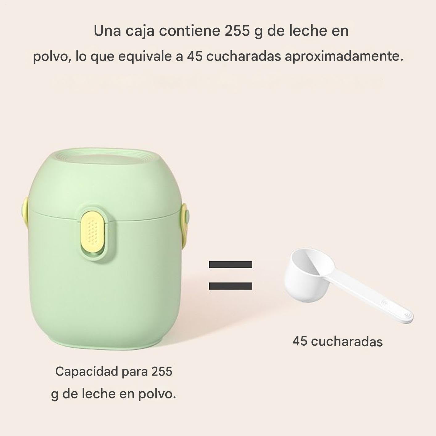 Dispensador de Leche de Viaje Portátil - Dispensador para Harina de Arroz con Cuchara - Organizador para Viajes Guarderías Paseos en Cochecito Canguros Playas Avión Tren