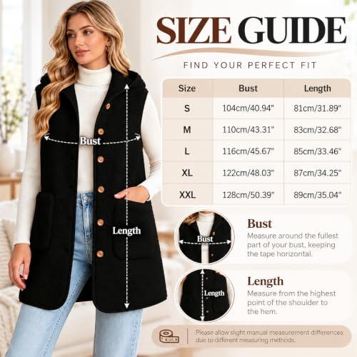 Fleece Vest Women, Sherpa Fuzzy Jackets Sleeveless Hooded Button Down - image 5