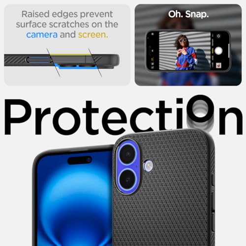 Spigen Liquid Air Back Cover Case Compatible with iPhone 16 (TPU | Matte Black) 5